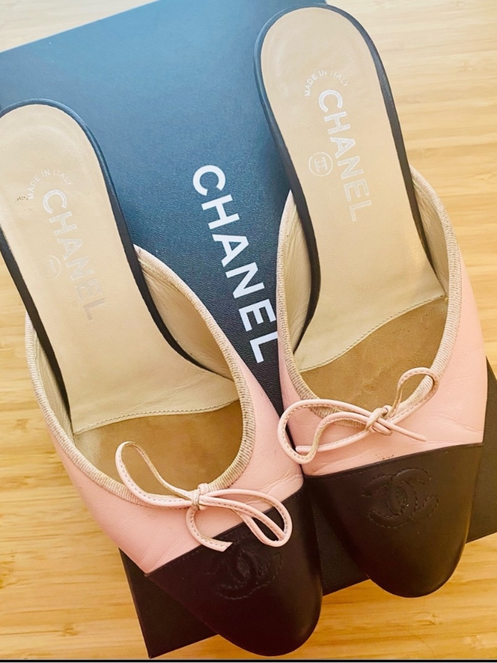 Chanel Pink Heels Vintage Chanel Pink Shoes Chanel Pink Black Mules - Picture 7 of 7